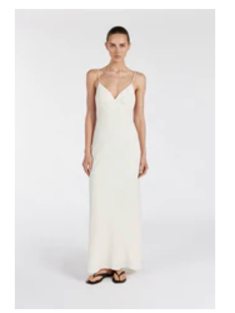 DISSH Cream Slip Maxi Dress with Slim Straps